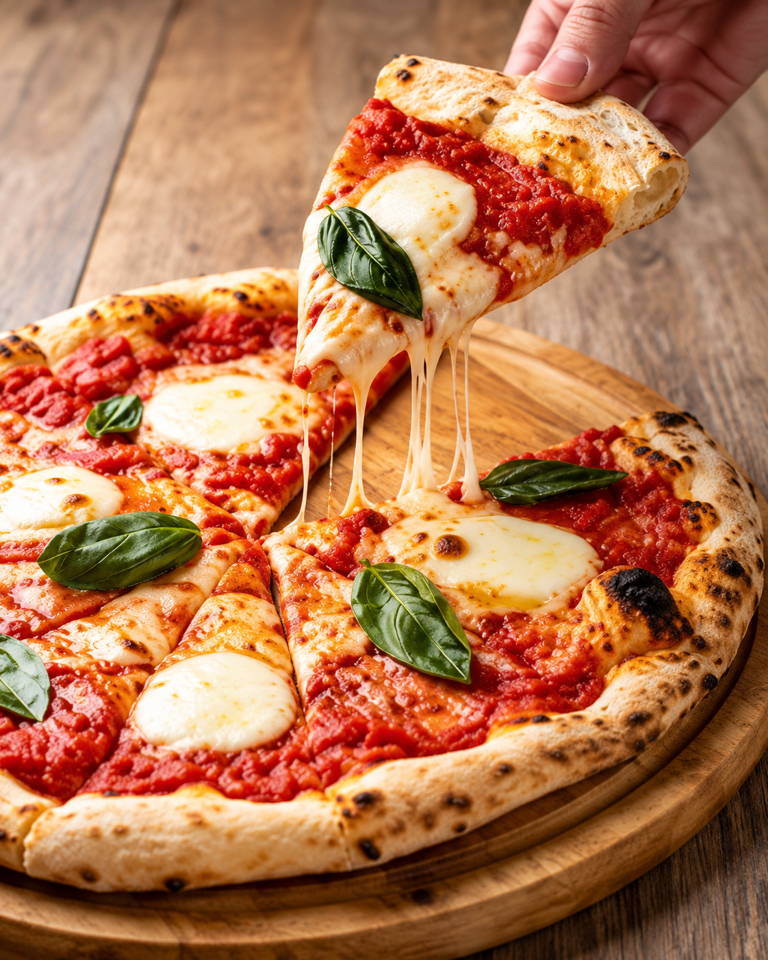 Freshly baked Neapolitan-style pizza